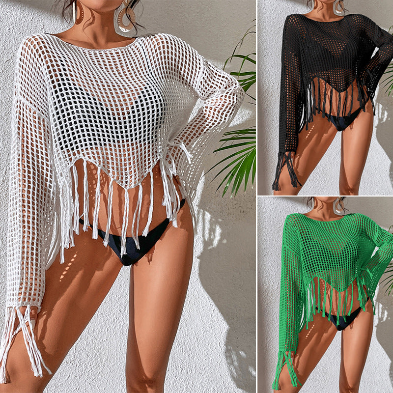 Ladies Loose Pullover Beach Cover-Up Loose Knit Top (Multiple Colors)