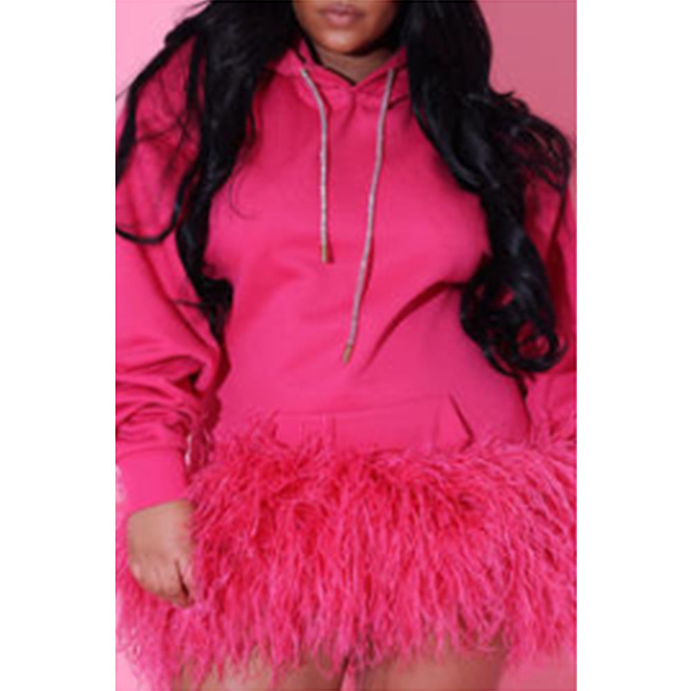 Sweatshirt Feather Trim @ Bottom Dress (Multiple Colors)