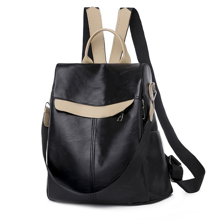 Vegan Leather Two Toned Multifunctional Anti-Theft Women's Backpack (Multiple Colors)