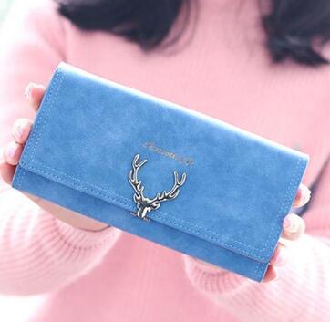 Women's Tri-Fold Wallet with Metal Deer Clasp (Multiple Sizes/Colors)