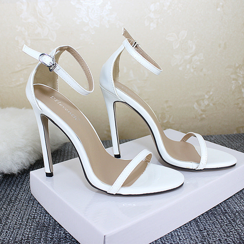 Thin Strap Open Toed Stilettos (Multiple Colors)