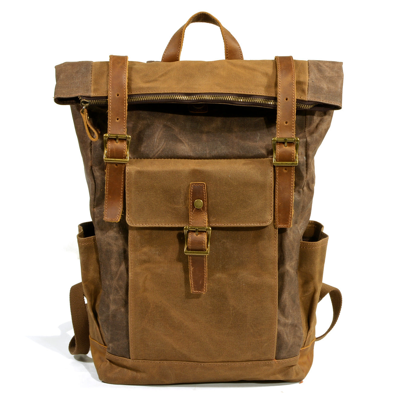 Large Capacity Waterproof Cowhide/Canvas Backpack (Multiple Colors)