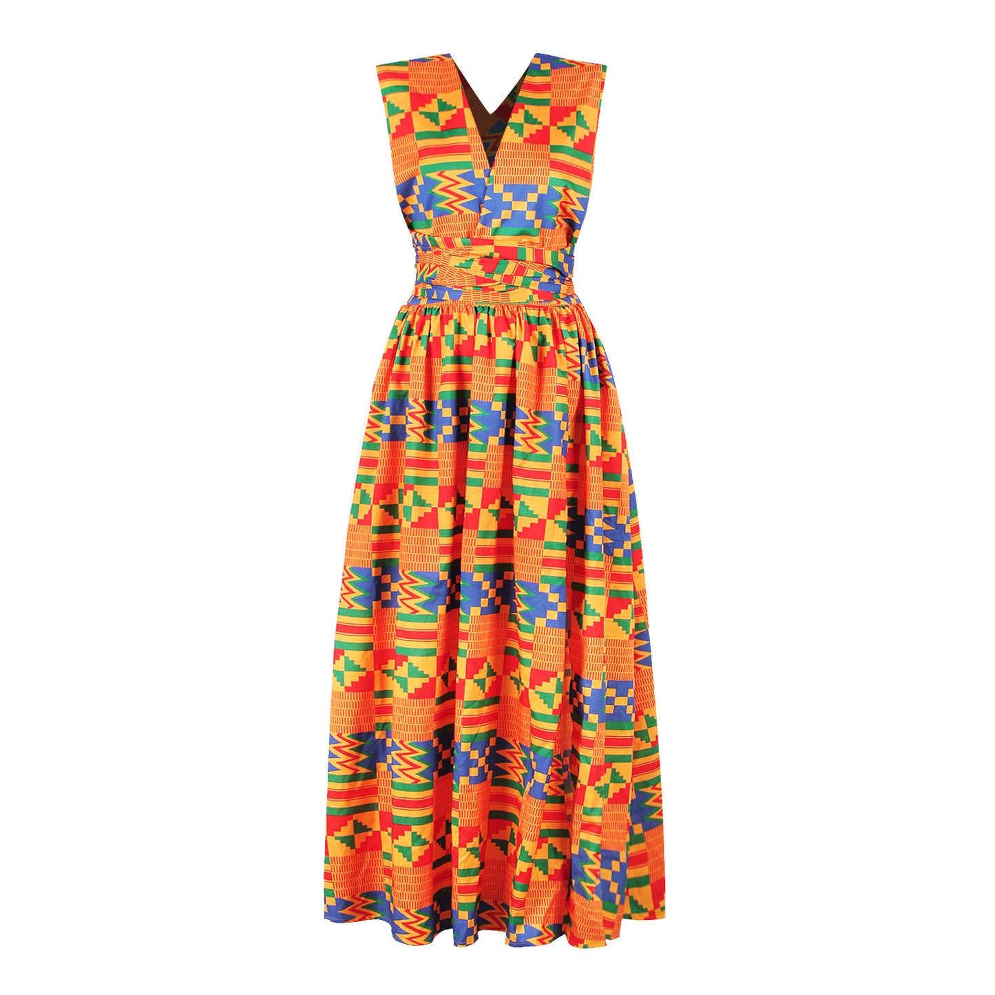 Patchwork Ethnic Print Maxi Dress Sleeveless w/Cross Open Back (Multiple Colors/Patterns)