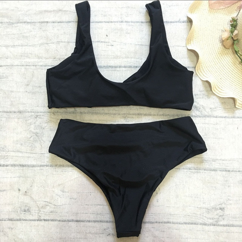 Tie Front High Waisted Bikini (Multiple Colors)