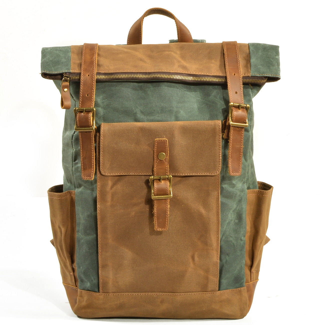 Large Capacity Waterproof Cowhide/Canvas Backpack (Multiple Colors)