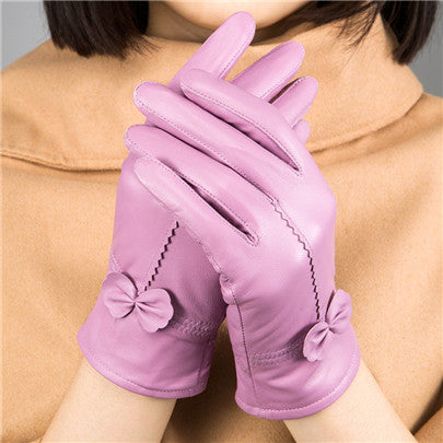 Women's Sheepskin Bow Driving Gloves (Multiple Colors)