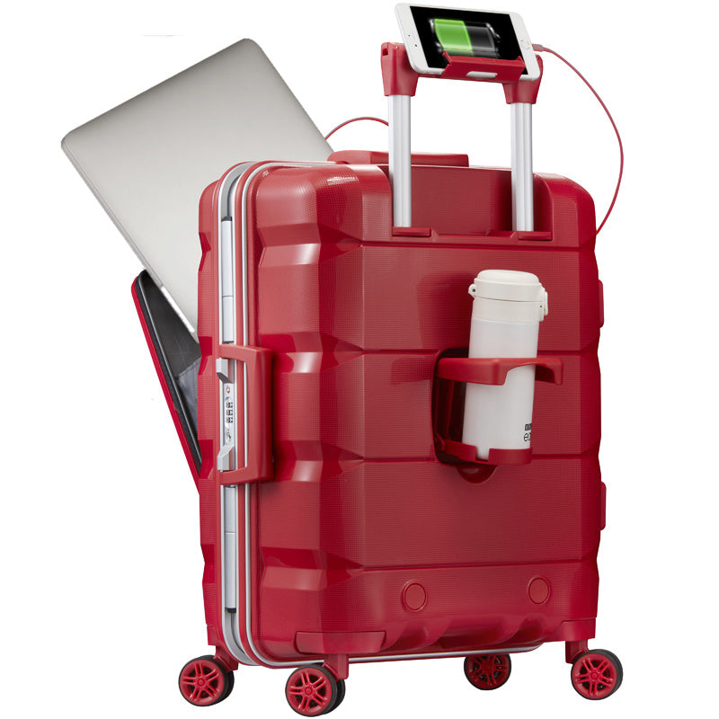 Multifunctional Computer Luggage Aluminum Frame Roller w/Cup & Phone Holder (Multiple Colors)