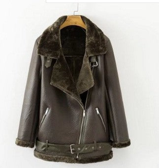 Vegan Fur/Leather Motorcycle Zipper Coat (Multiple Colors)