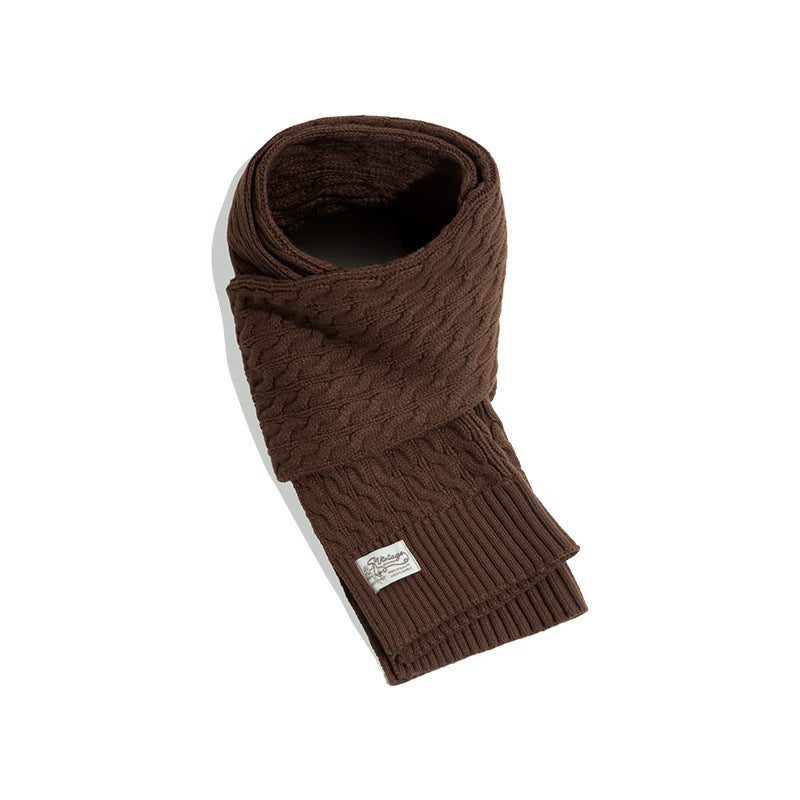 Mens Retro Twist Knitted Wool Scarf (Multiple Colors)