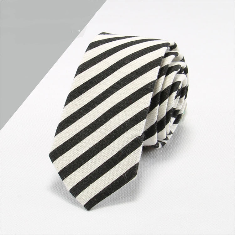 Striped Cotton And Linen Men's Formal Business Tie (Multiple Colors)