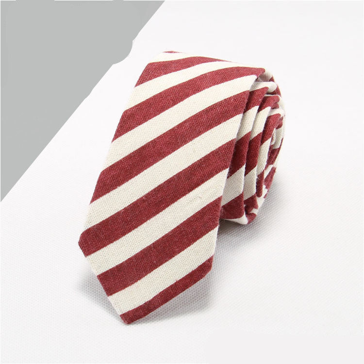 Striped Cotton And Linen Men's Formal Business Tie (Multiple Colors)