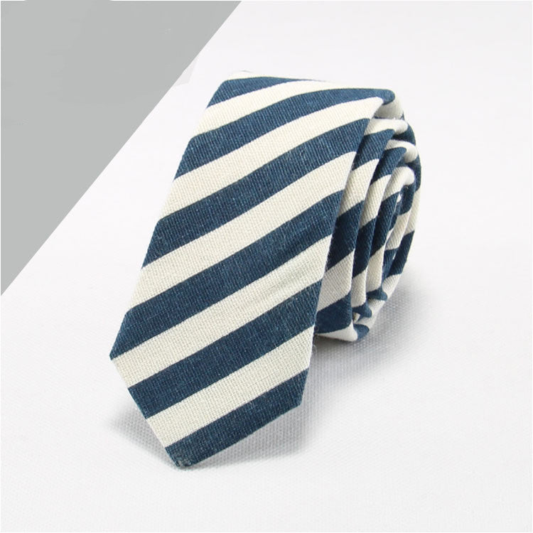 Striped Cotton And Linen Men's Formal Business Tie (Multiple Colors)