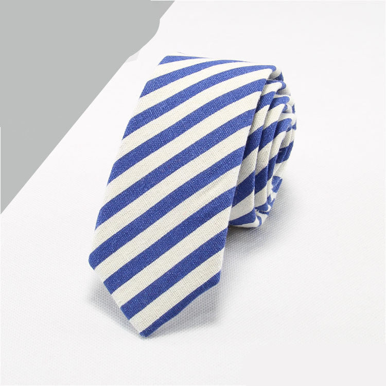 Striped Cotton And Linen Men's Formal Business Tie (Multiple Colors)