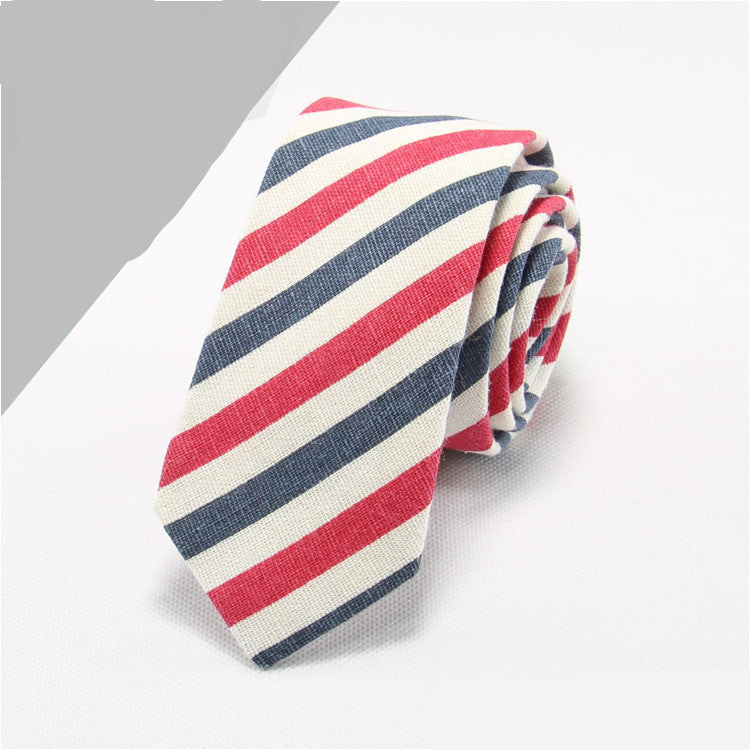 Striped Cotton And Linen Men's Formal Business Tie (Multiple Colors)