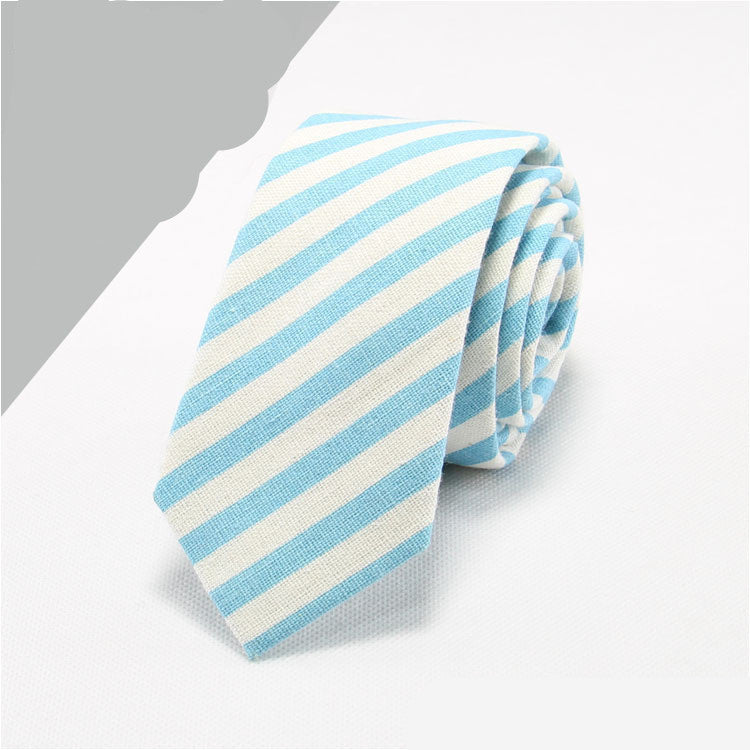 Striped Cotton And Linen Men's Formal Business Tie (Multiple Colors)