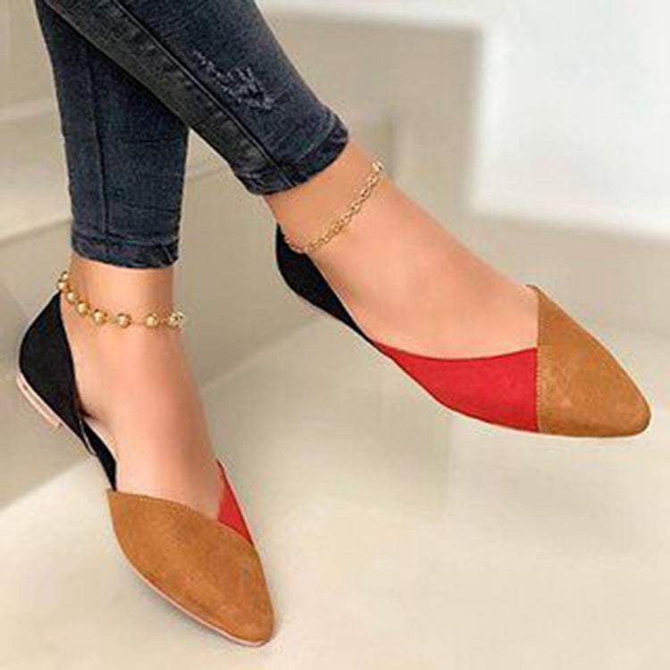 Retro Contrast Rounded Point Flat Shoe (Multiple Colors)