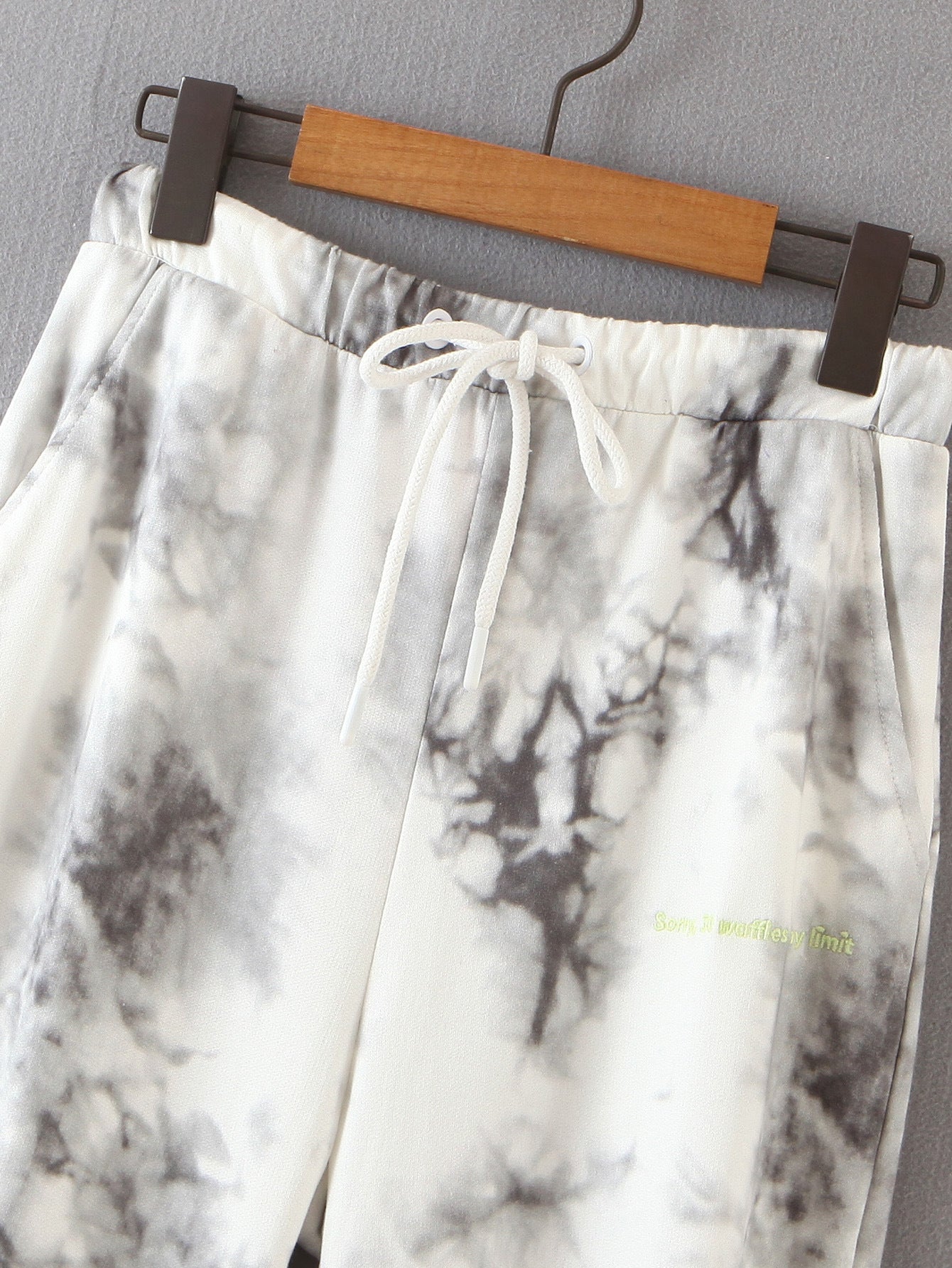 Womens Tie-Dye Printed Jogging Trousers With Tie At Waist