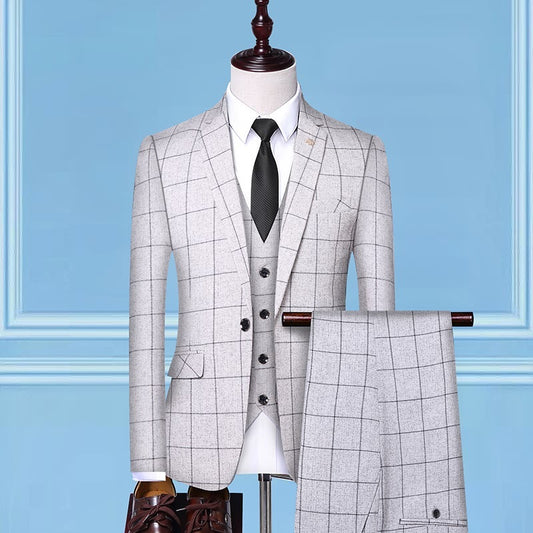 Mens 3-Piece Checkered Tailored Suit (Multiple Colors)