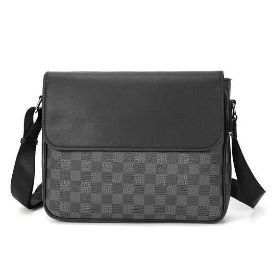 Mens Designer Inspired Messenger Bag (Black/Gray)