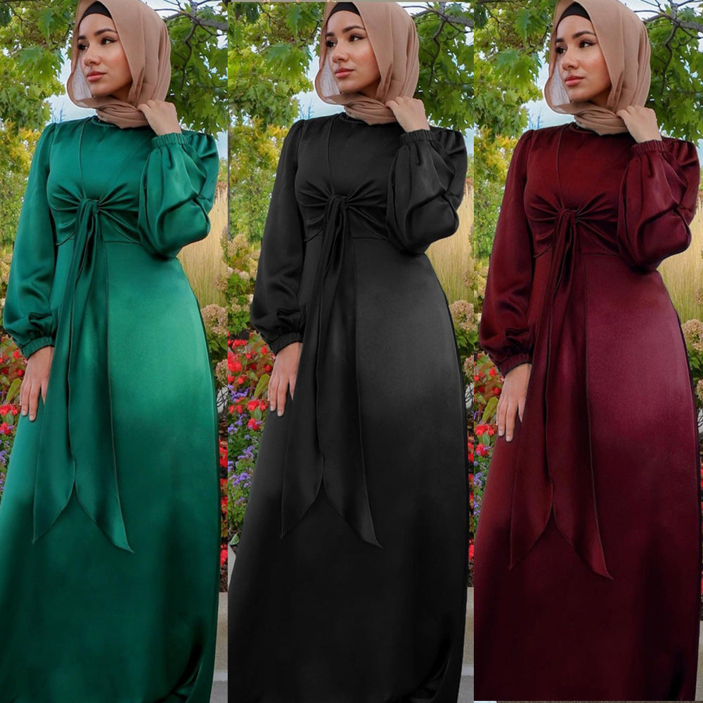 Muslim Women Hijab Satin Dress (Multiple Colors)