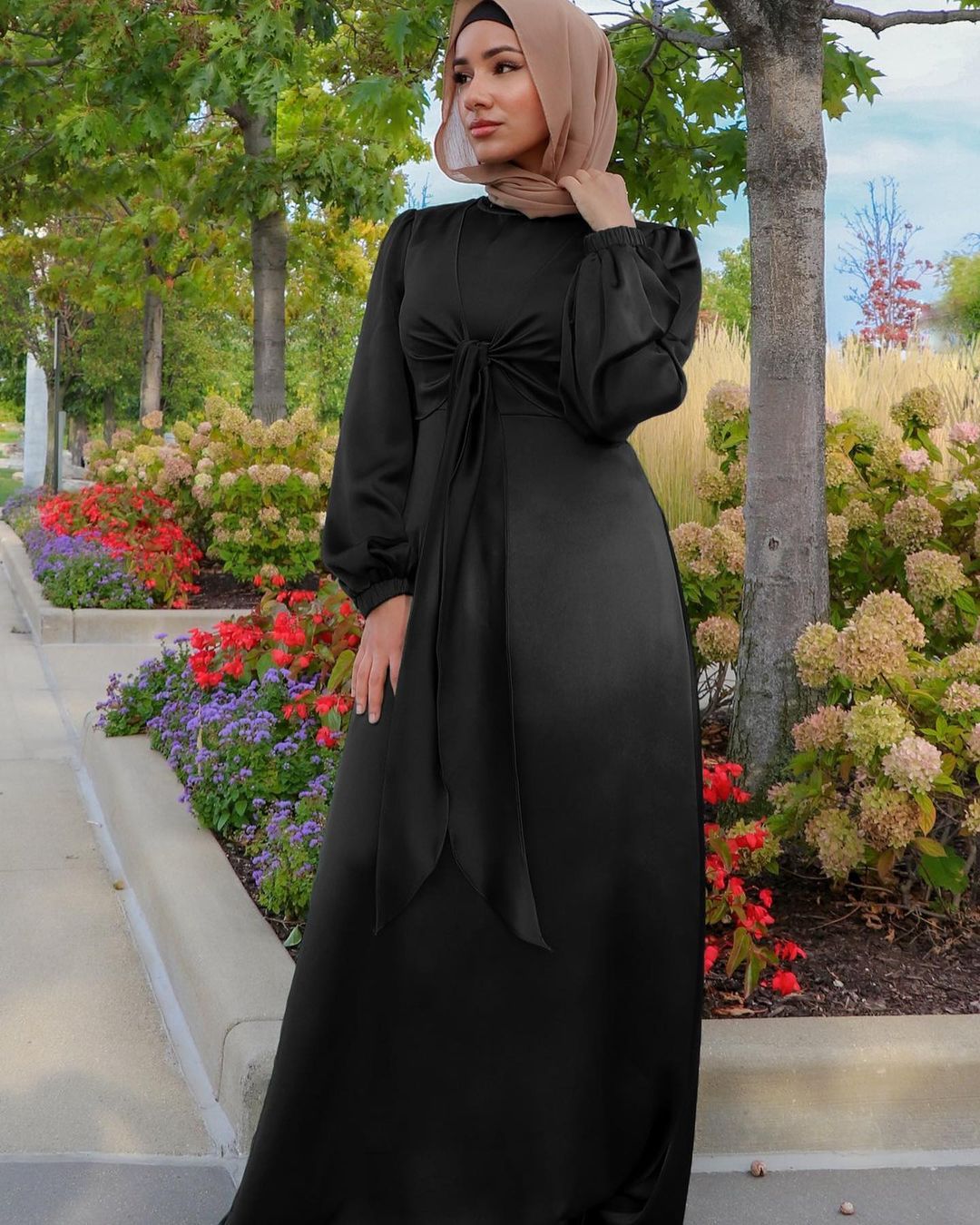 Muslim Women Hijab Satin Dress (Multiple Colors)