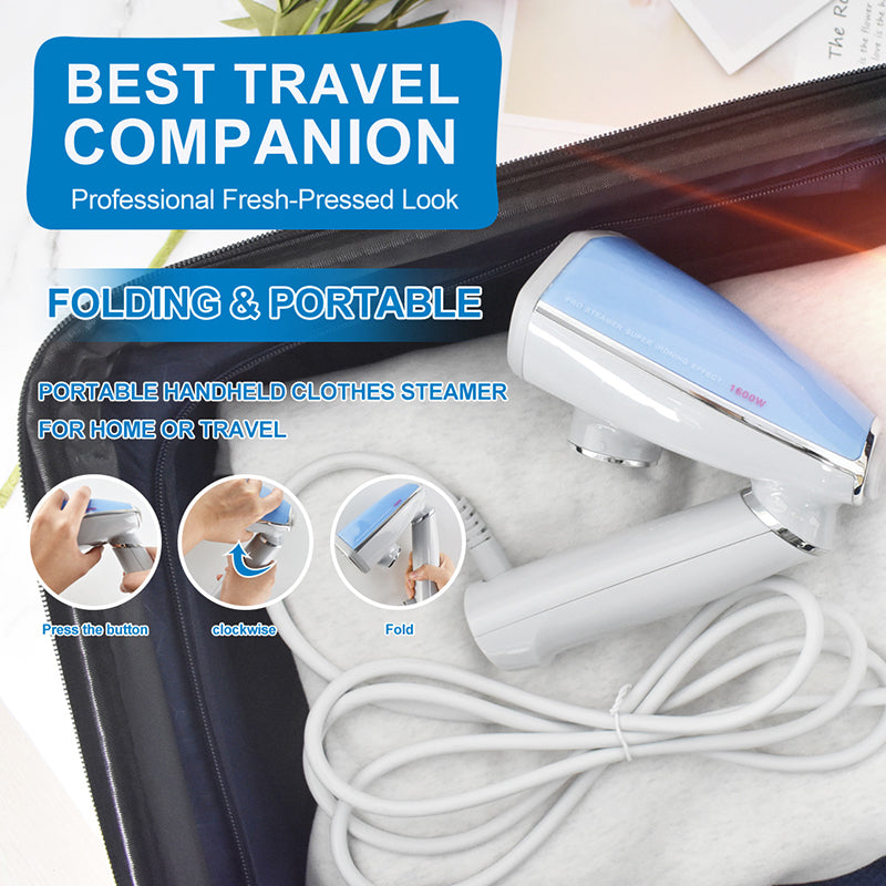 Travel Iron Hand-Held Garment Steamer Set (White)