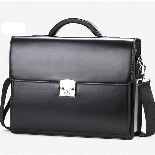 Men's Vegan Leather Business Briefcase w/Combination Lock (Multiple Colors)