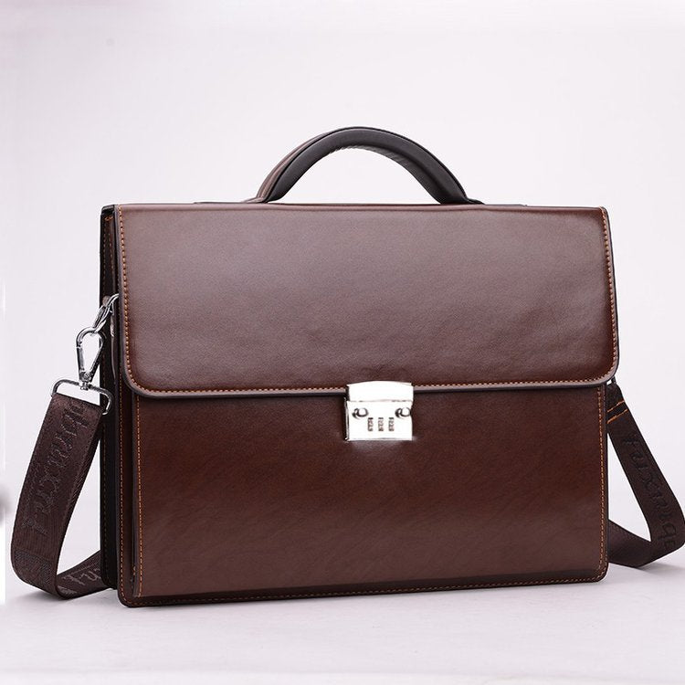 Men's Vegan Leather Business Briefcase w/Combination Lock (Multiple Colors)