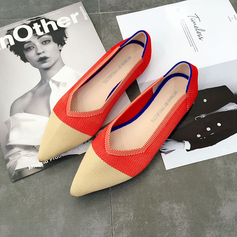 Flat Pointed Stylish Contrast Color Shoes (Multiple Colors/Patterns)