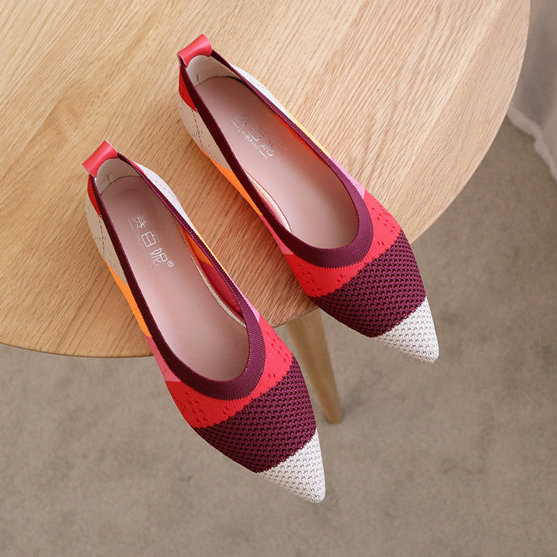 Flat Pointed Stylish Contrast Color Shoes (Multiple Colors/Patterns)