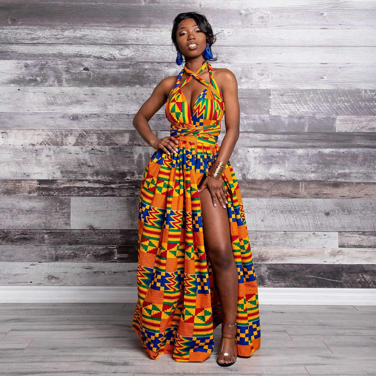 Patchwork Ethnic Print Maxi Dress Sleeveless w/Cross Open Back (Multiple Colors/Patterns)