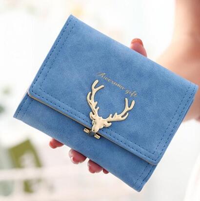 Women's Tri-Fold Wallet with Metal Deer Clasp (Multiple Sizes/Colors)