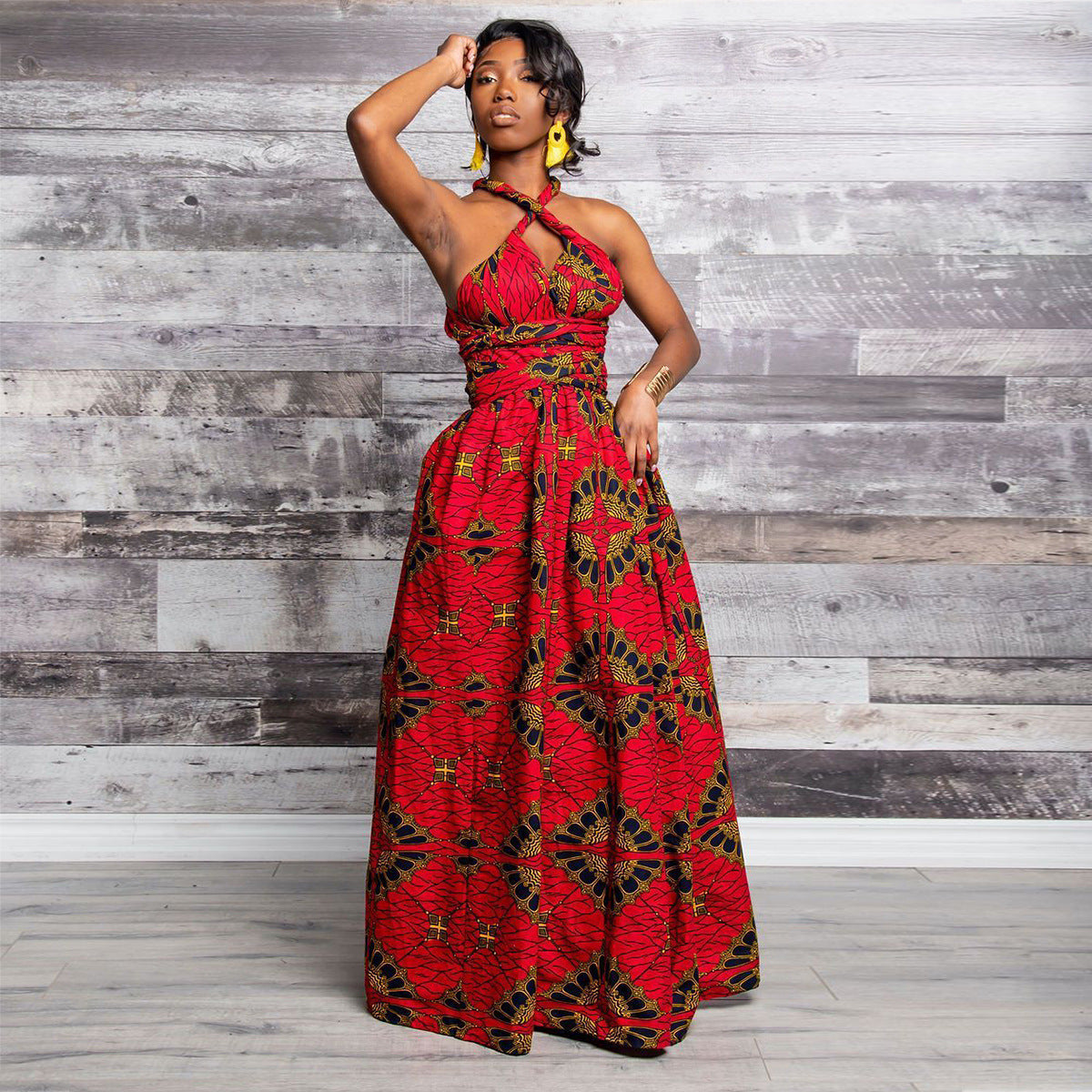 Patchwork Ethnic Print Maxi Dress Sleeveless w/Cross Open Back (Multiple Colors/Patterns)