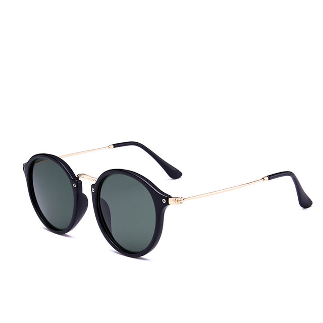 Metal Round Face Retro Driver Men And Women Sunglasses (Multiple Colors)