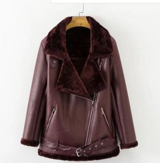 Vegan Fur/Leather Motorcycle Zipper Coat (Multiple Colors)