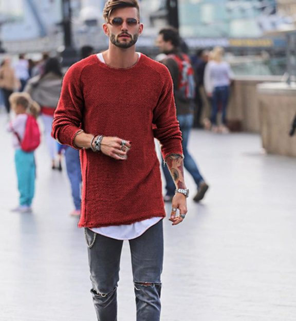 Men's Long Knit Sweater (Multiple Colors)