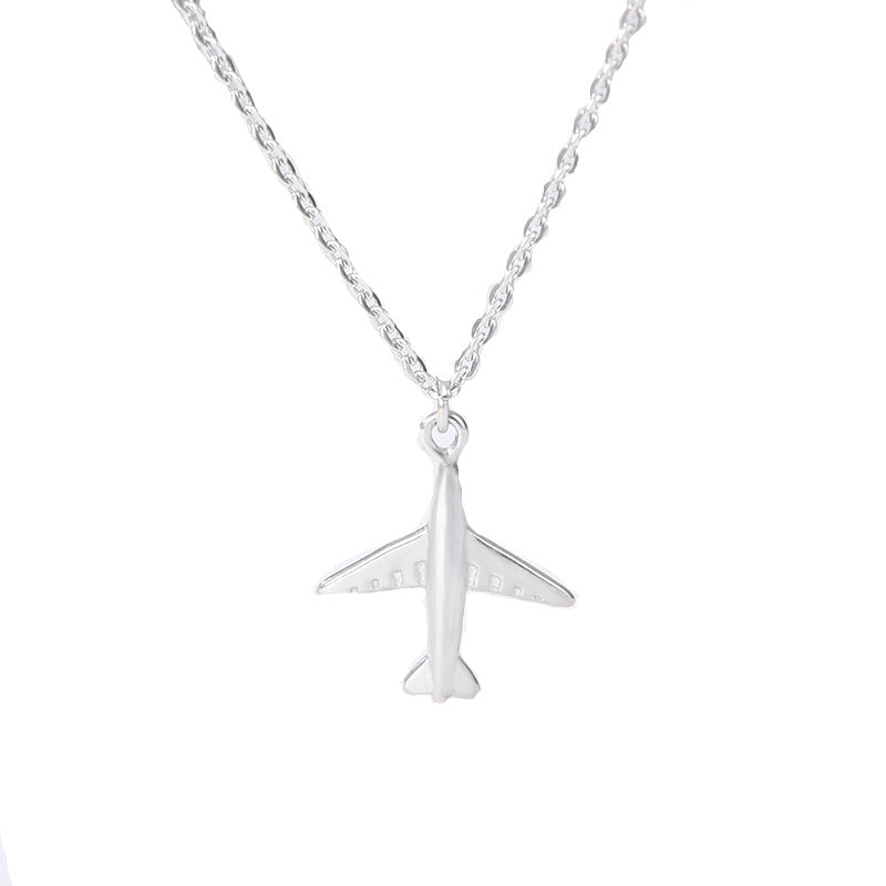 Stainless Steel Plane Pendant Necklace (Multiple Colors)