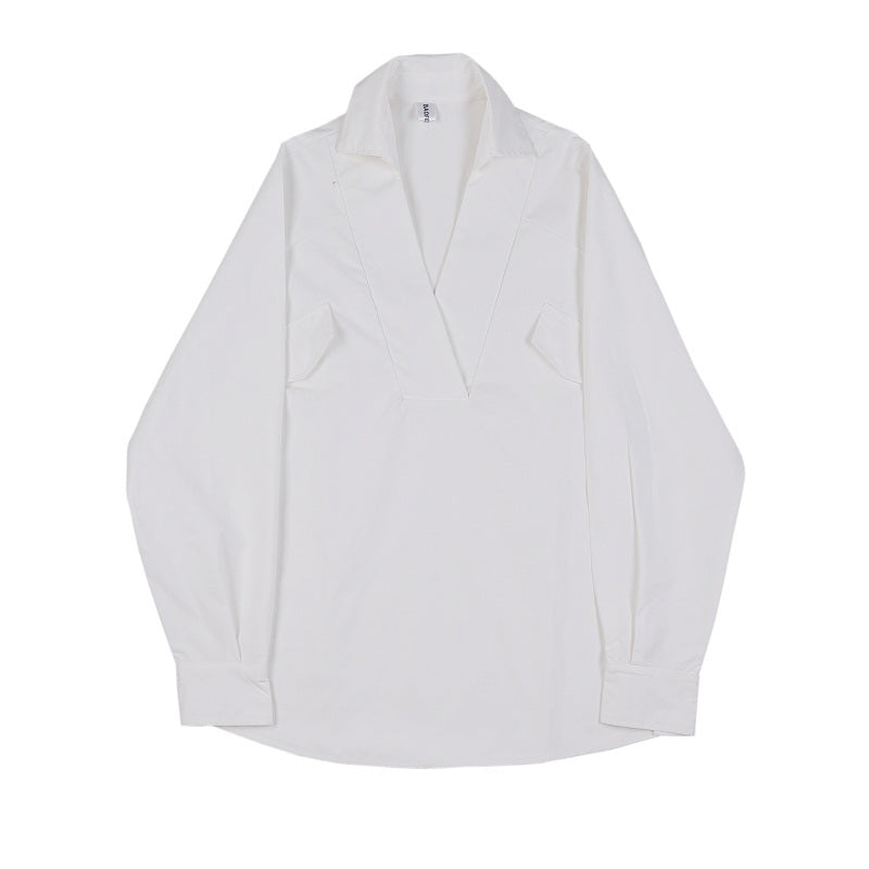 Men Long Sleeve Loose Casual White Shirt