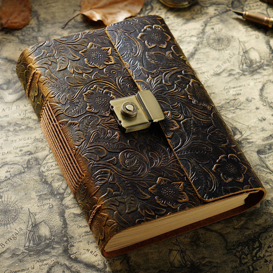 Vintage Cowhide Locking Leather Journal (Multiple Colors)