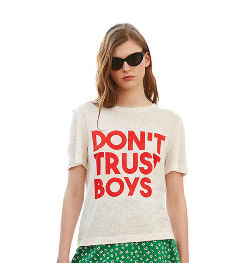 "Don't Trust Boys" Tee Shirt (White/Red)