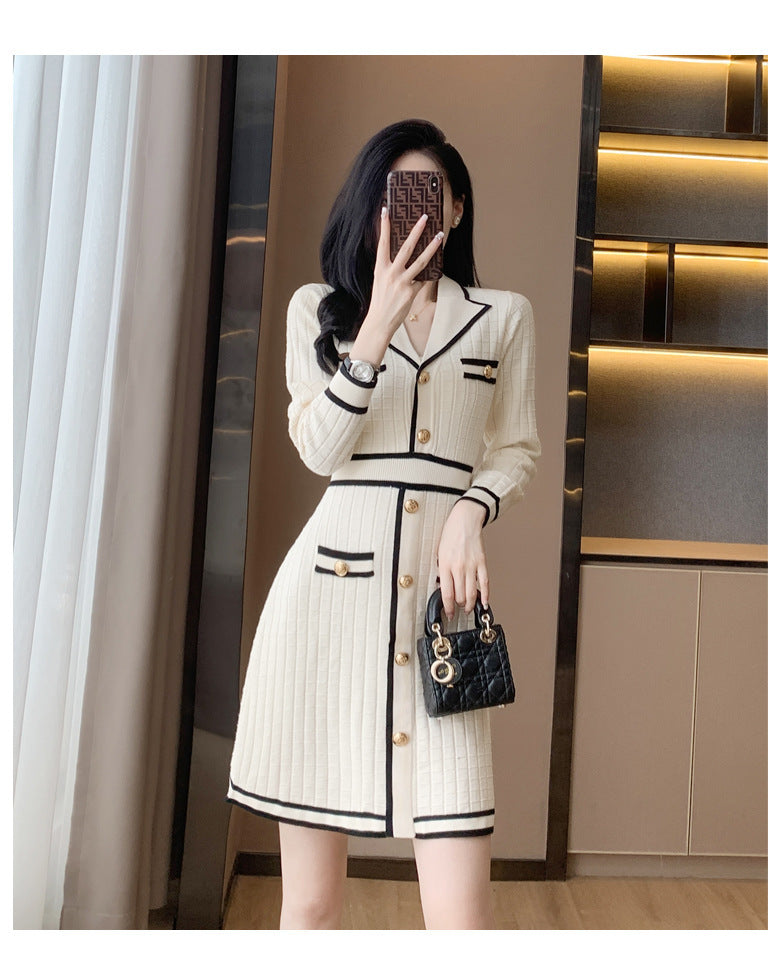 Chanel Inspired Classic Style Knitted Short Dress (Multiple Colors)