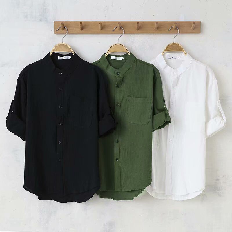 Men's Linen Stand Collar Stylish Loose Shirt (Multiple Colors)