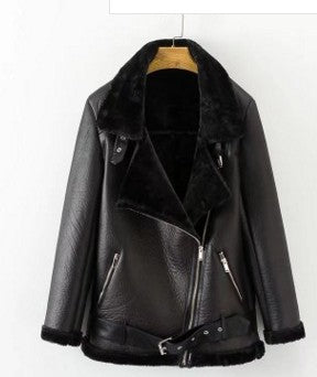 Vegan Fur/Leather Motorcycle Zipper Coat (Multiple Colors)