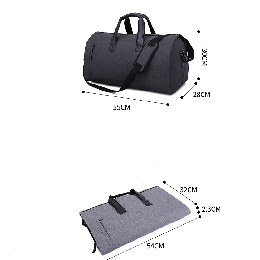 Large-Capacity Travel Duffle w/Cylinder Folding Garment/Suit Bag (Multiple Colors)