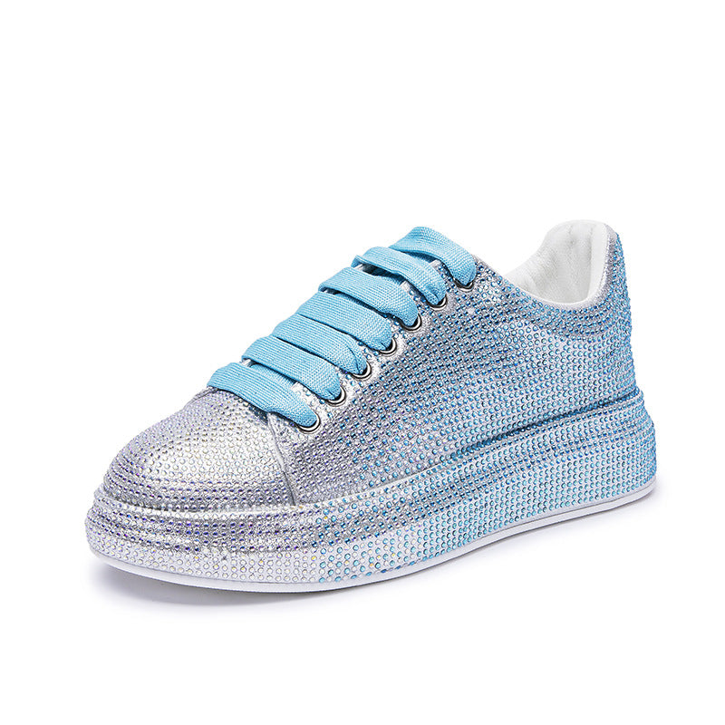 Rhinestone Sparkle Platform Lace-Up Sneakers (Multiple Colors)