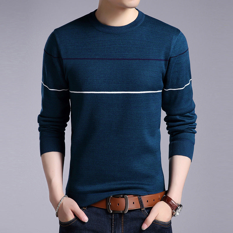 Mens Crewneck Sweater w/Stripe Detail (Multiple Colors)