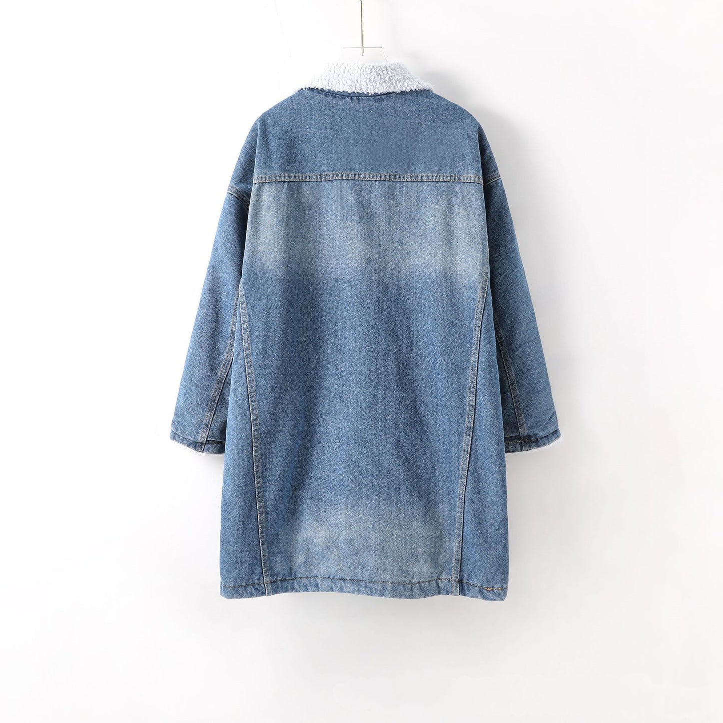 Vangull Sherpa Warm Winter Denim Jacket (Blue)