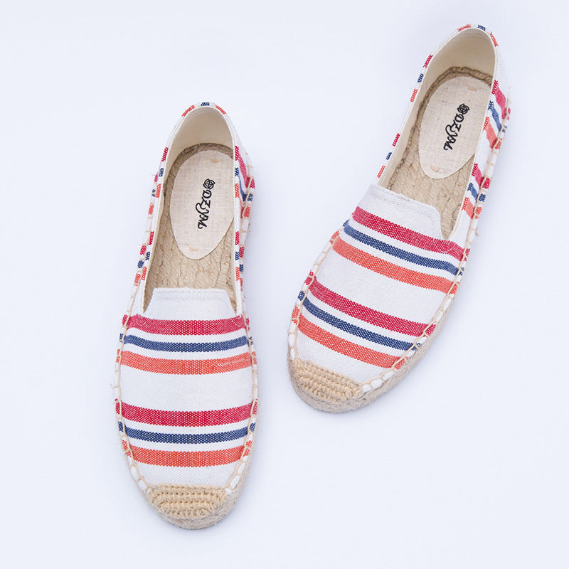 Breathable comfortable Striped Bohemian Womens Flat Shoes (Multiple Colors)