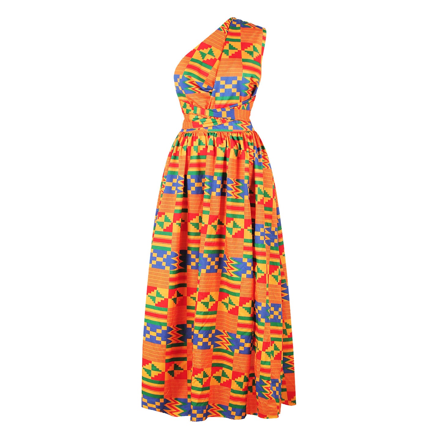 Patchwork Ethnic Print Maxi Dress Sleeveless w/Cross Open Back (Multiple Colors/Patterns)