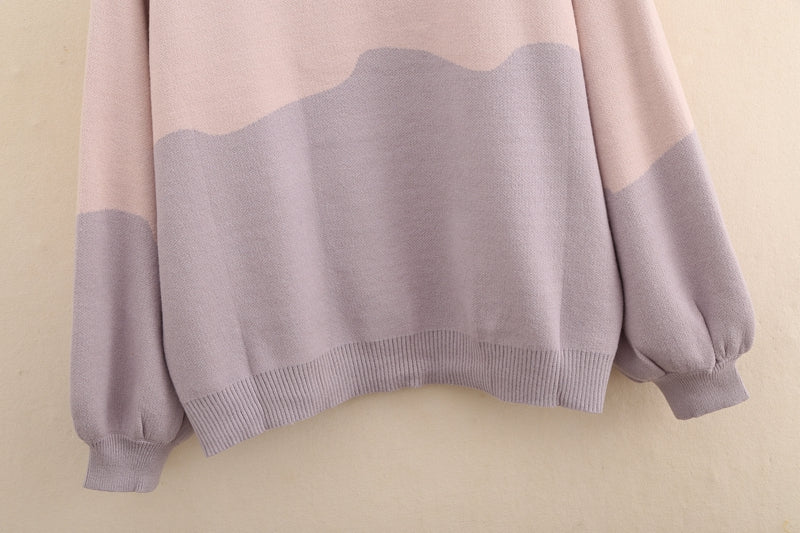 Pastel Graphic Two-Toned Kitty Sweatshirt (Multiple Colors)